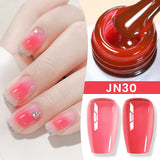 Lianfudai  Jelly Nude Gel Nail Polish 10ml Light Pink Peach Translucent Color UV Light Cure Gel Varnish Nail Art DIY at Home