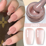 Lianfudai  Jelly Nude Gel Nail Polish 10ml Light Pink Peach Translucent Color UV Light Cure Gel Varnish Nail Art DIY at Home