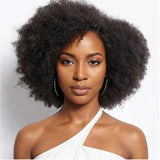 Lianfudai Afro Wig Human Hair Kinky Curly Bob Wig Lace Front Human Hair Wigs For Women 13x4x2 HD Lace Glueless Wig Pre Plucked 250 Density