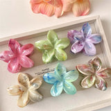 Lianfudai Summer Acrylic Flower Hair Clip for Women Marble Texture Hair Claws Clips Trendy Girl Hairpin Korean Hair Accessories Headwear