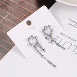 Lianfudai New Sweet Cool Wind Love Tassel Star Earrings Women Design Senior Sense of Fashion Personality Earring Party Jewelry Gifts