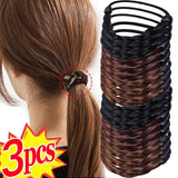 Lianfudai Wig Braided Fried Dough Twists Braid Hair Ties Elastic for Women's Hair Ring 3 Color Hair Loop Ponytail Truss Up Rope Headwear