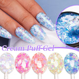 Lianfudai Sparkling Summer Glitter Sequins Gel Nail Polish 5ML Cream Puff Gel Soak Off UV Nail Gel Semi-permanent Varnish For Manicure