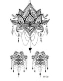 Lianfudai Mandala Flower Waterproof Temporary Tattoo Sticker DIY Black Large Flower Body Art Water Transfer Fake Tattoos Women 1PCS