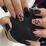 Lianfudai 24P Fashion Fake Nails With Design Leopard Full Cover False Nails Tips Black Brown Stiletto Press On French Artificial Nail Glue