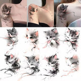 Lianfudai Cute Cat Tattoo Stickers  Black Cat Personality Waterproof Durable Temporary Tattoo Art Men and Women Cartoon Fake Tattoo Set