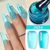 Lianfudai  Jelly Nude Gel Nail Polish 10ml Light Pink Peach Translucent Color UV Light Cure Gel Varnish Nail Art DIY at Home