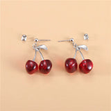 Lianfudai New Fashion Trend Unique Design Elegant Delicate Red Cherry Stud Earrings For Women Jewelry Wedding Party Premium Gifts