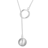 Lianfudai Silver color Geometric Simple Ball Shape Necklace For Women AdjustableEngagement Fine Jewelry Wedding Party Birthday Gift