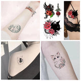 Lianfudai 4pc Cute Cat Waterproof Temporary Tattoos Stickers for Kids Cartoon Fake Tattoo for Woman Faux Tatouage Sexy Body Art Tatuagem