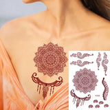 Lianfudai Brown Henna Stickers for Hand Flower Temporary Henna Tattoos for Women Fake Tatoo Waterproof Mehndi Designs Wedding Tattoo Hena