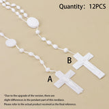 Lianfudai 12 PCS/Lot Factory Wholesale Multi-color Rosary Prayer Beads Classic Old Plastic Cross Pendant Necklaces Catholic Prayer Jewelry