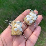 Lianfudai Egg Basket Earrings Easter Chicken Earrings Statement