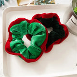 Lianfudai Christmas Style Scrunchies Fashion Vintage Simple Hair Accessories Rubber Band Hair Band Red Green Hair Ring for Women