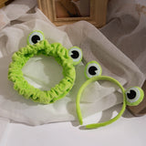 Lianfudai Funny Frog Makeup Headband Wide-brimmed Elastic Hairbands Cute Girls Hair Bands Women Hair Accessories Girls Hairband