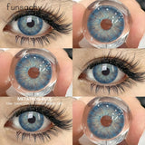 Lianfudai 1pair Colored Contact Lenses Beauty Natural Cosmetic Pupils Lenses Blue Lens for Eyes Yearly Eye Contacts Fast Shipping