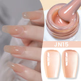 Lianfudai  Jelly Nude Gel Nail Polish 10ml Light Pink Peach Translucent Color UV Light Cure Gel Varnish Nail Art DIY at Home