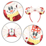 Lianfudai New Disney Christmas Mouse Ears Headband Santa Antler Sequins Bow Hairband For Women Featival Party DIY Hair Accessories Gift