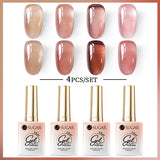 Lianfudai 15ml Jelly Nude Pink Gel Nail Polish Set Milky White Sheer Crystal Natural Translucent Soak Off Gel Polish 8/6/4PCS Kit