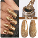 Lianfudai 7ML Gold Mirror Effect Metallic Gel Nail Polish Super Bright Chrome French Style Semi Permanent Soak Off Nail Varnish