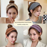 Lianfudai Korean Style Wide Cross Headbands for Woman Solid Hairband Elastic Sports Yoga Headwear Girls Hair Band Hair Accessories New
