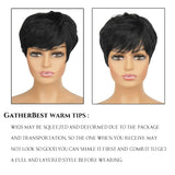 Lianfudai Short Human Hair Wigs Pixie Cut Straight perruque bresillienne for Black Women Machine Made Wigs With Bangs Cheap Glueless Wig