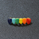 Lianfudai Exaggerated Colorful Drop Oil 6/6 Rainbow Teeth Grillz Fangs Hip Hop Cosplay Tooth Caps Decor For Women Men Jewelry