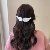 Lianfudai New Angel Wing Side Bangs Sweet Girl Hair Clip Cute and Versatile Simple and Simple Solid Color Duckbill Clip Girl Accessories