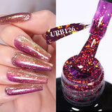 Lianfudai  7ml Nude Pink Glitter Rubber Base Gel Polish Sparking Sequins Semi Permanent Soak Off Nail Art Varnish All For Manicure