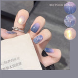 Lianfudai 24pcs Short Square Round False Nails Mint Green Sakura Design Fake Nails Full Cover Waterproof Artificial Press on Nails