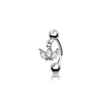 Lianfudai 1pc Zircon Eyebrow Piercing Stud Earrings Curved Barbell Belly Banana Ring Snug Daith Helix Cartilage Tragus Conch Body Jewelry