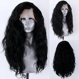 Lianfudai White Loose Body Wave Synthetic Wig Long Wavy Lace Front Wigs for Women Cosplay Costume Party Hair Wig