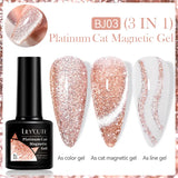 Lianfudai 7ML Rose Gold Foils Effect Platinum Cat Magnetic Gel Nail Polish Silver Moonlight for Fall Winter Manicure Nail Art Gel