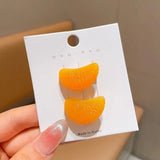 Lianfudai 1/5pcs Cute Simulation Tangerine Hair Clips Grip Girl Creative Bobby Pin Fashion Mini Cartoon Orange Brooch Headwear Accessories