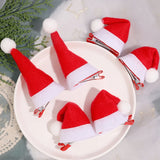 Lianfudai 1/2pcs Christmas Hair Clip Xmas Hat Hair Clips Santa Cap Duckbill Clips Cute Mini Hat Hair Barrettes Holiday Hair Accessories