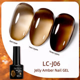 Lianfudai 7ml Translucent Jelly Amber Gel Nail Polish Brown Coloured Varnish Gel Long Lasting Semi Permanent UV Nail Art Manicure