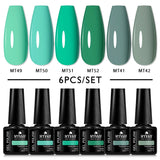 Lianfudai 6Pcs/Set Nude Color Gel Nail Polish Set Kit Spring 6 Colors UV LED Nail Art Gel Vernis Semi Permanent Base Top Coat