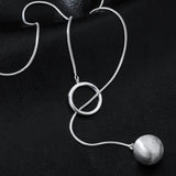 Lianfudai Silver color Geometric Simple Ball Shape Necklace For Women AdjustableEngagement Fine Jewelry Wedding Party Birthday Gift