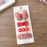 Lianfudai 2/4PCS Red Hair Pins for Girls Fabric Bow Bangs Clips Christmas Baby Hair Accessories Knitted Sweet Korean Hair Clip Kids Gifts