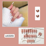 Lianfudai 24p Artifical Fake Nails Full Coverage False Nails White Clouds French Long Wearing Reusable Nail Coffin Ballerina Press on Nail