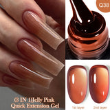 Lianfudai 7ML Jelly Pink Peach Quick Extension Gel Nail Polish Nude Transparent Color Finger Prolong Rubber Base Construction Gel