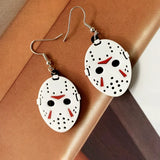 Lianfudai Hot Face Mask Earrings Face Hollow Personality Horror Movie Mask Earrings Halloween Acrylic Earrings Gift