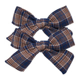 Lianfudai 2 PCS 4 inches Plaid Festive Accessories Tartan Bow Hair Clips Scottish Bow Barrettes for Kids Baby Girls