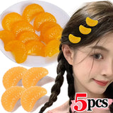 Lianfudai 1/5pcs Cute Simulation Tangerine Hair Clips Grip Girl Creative Bobby Pin Fashion Mini Cartoon Orange Brooch Headwear Accessories