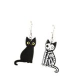 Lianfudai 1Pair Fashion Halloween Creative Acrylic Skull Black Cat Dangle Earrings For Women Birthday Festival Gift Lovely Jewelry