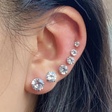 Lianfudai 1Pairs Stainless Steel Crystal CZ Studs Earrings For Women Men 4 Prong Tragus Lobe Round Clear Cubic Zirconia Ear Jewelry 3-8mm