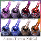 Lianfudai 7ML Auroras Thermal Gel Nail Polish Nude Dark Purple Glitter Gradient Temperature Color Changing Nail Art Gel Varnishes