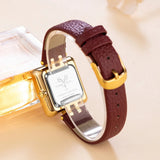 Lianfudai Women Watch Business Light Luxury Brand Middle East Simple Square Wine Red Waterproof Belt Ladies Fashion Quartz Clock Watches