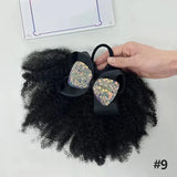 Lianfudai 2pcs/ Luxury Kids Hair Buns Kids Afro Puff Soft Like Natural Human Hair Hand Feel Marley Kinky Bulk for Hair Girl with Elastic