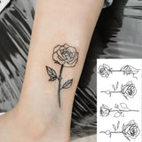 Lianfudai Flower Butterfly Temporary Tattoos Stickers Hand Body Art Waterproof Fake Tattoos Black Rose Women Girls Water Transfer Tattoo